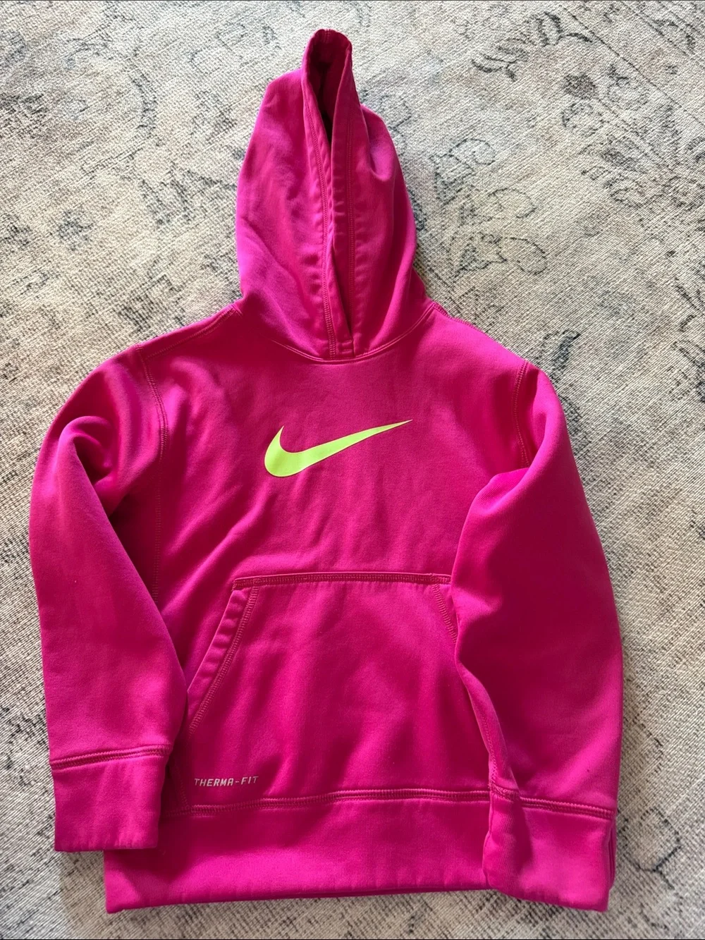 Nike Hot Pink Hoodie with Neon Yellow Swoosh